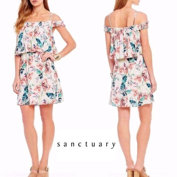 Sanctuary "NEW" Cottagecore Paradise Cold Shoulder Floral Print Summer Dress XL - Picture 1 of 10